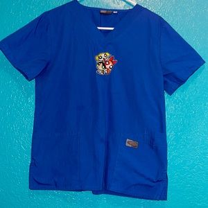 Powerpuff Girls scrub top in blue